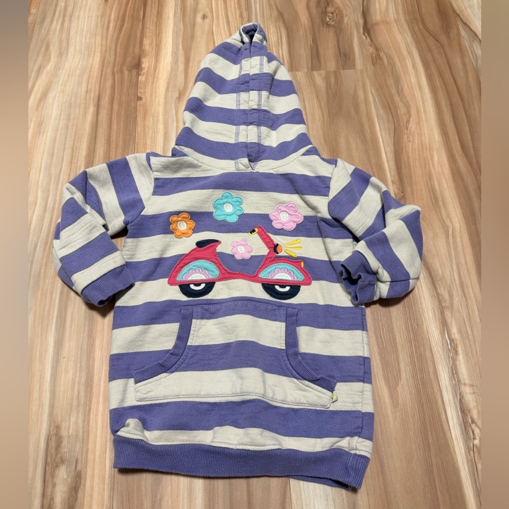 Striped Hoodie with Scooter and Floral Design